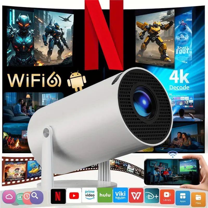 Projetor Mini Portátil HY300 4K em uso